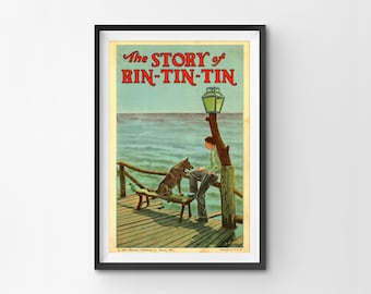 Póster vintage de Rin Tin Tin: obra de arte de pastor alemán de 1927