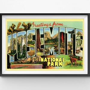 ¡PÓSTER del Parque Nacional Yosemite! (hasta 24" x 36") - Estilo Vintage - Postal de Carta Grande - California - Viajes