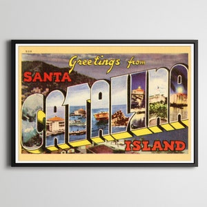 Cartão postal da lembrança da ilha de Catalina CARTAZ! (até tamanho normal 24" x 36") - Estilo Vintage - Califórnia - Cultura