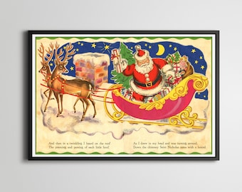 Vintage Santa Claus &#39;Night Before Christmas&#39; Poster