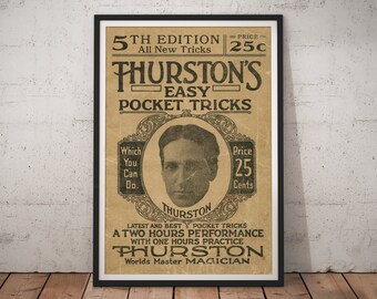 Póster vintage de mago "Trucos de bolsillo fáciles de Thurston"