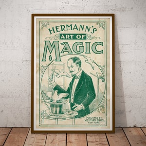 1910 Hermanns Kunst der Zauberei POSTER – Zauberer – Darsteller – Bühne – Tricks