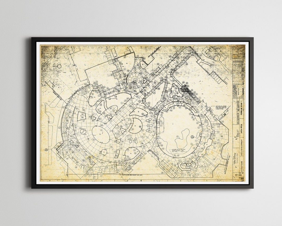 MGM Studios Mickey Mouse Plaza Blueprint Poster - Hollywood Studios Art ...