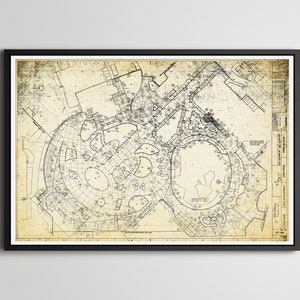 Vintage MGM Studios Mickey Mouse Plaza Blueprint POSTER! (up to full-size 24&quot; x 36&quot;) - Magic Kingdom - Hollywood - Attraction - Art