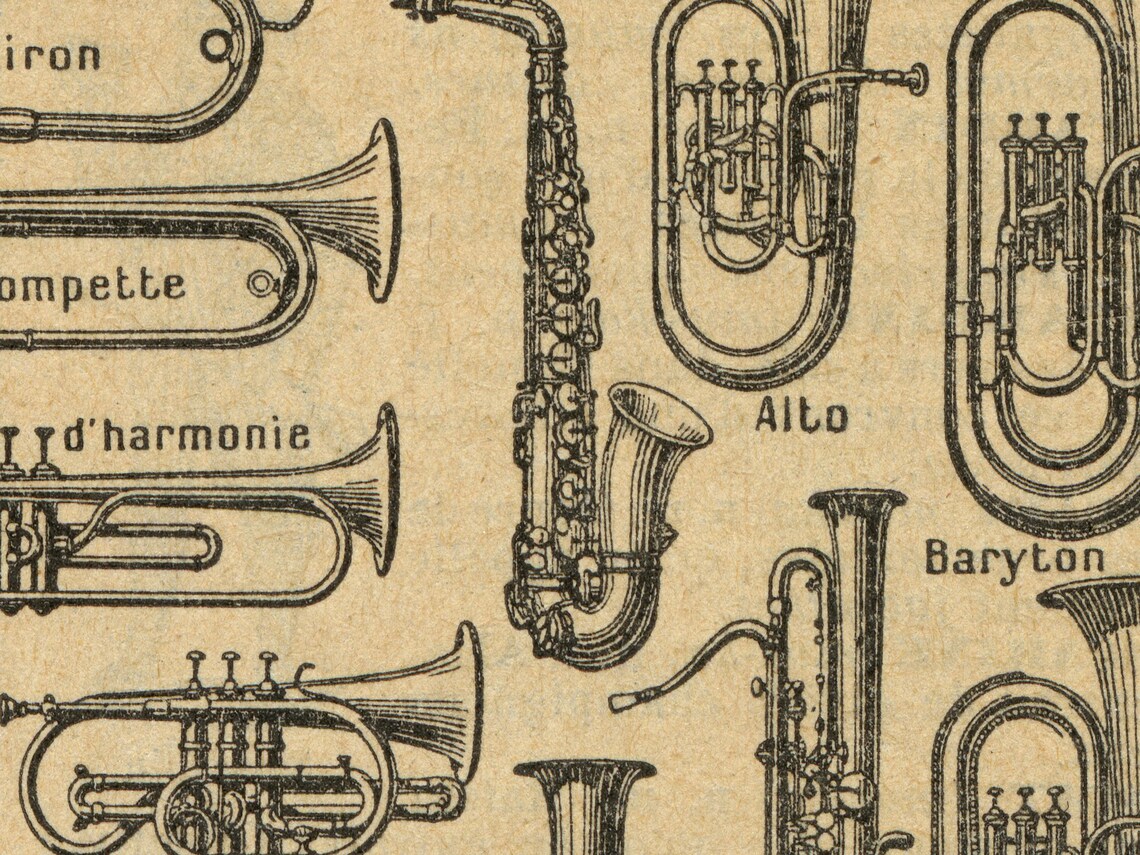 Vintage Musical Instruments Poster Chart – 1920 French Language ...