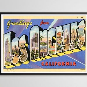 CARTAZ do cartão da lembrança de Los Angeles! (até 24" x 36") - Grande - Califórnia - Letra grande - Imagem - Saudações
