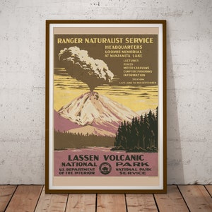 Jaren '30 Lassen Volcanic National Park Poster (tot 24 "x 36") - Ministerie van Binnenlandse Zaken - Vintage