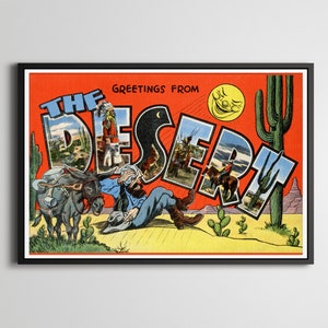 Affiche vintage de carte postale de DÉSERT de style ! - jusqu'au format 24 x 36 - Sud-ouest - Amusant - Humour - Californie