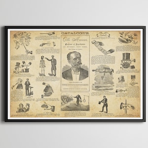 Vintage Magic Trick Poster: 1885 Magician&#39;s Catalogue Art Print