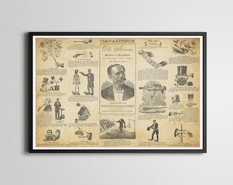 Póster de trucos de magia vintage: Impresión artística del catálogo de magos de 1885