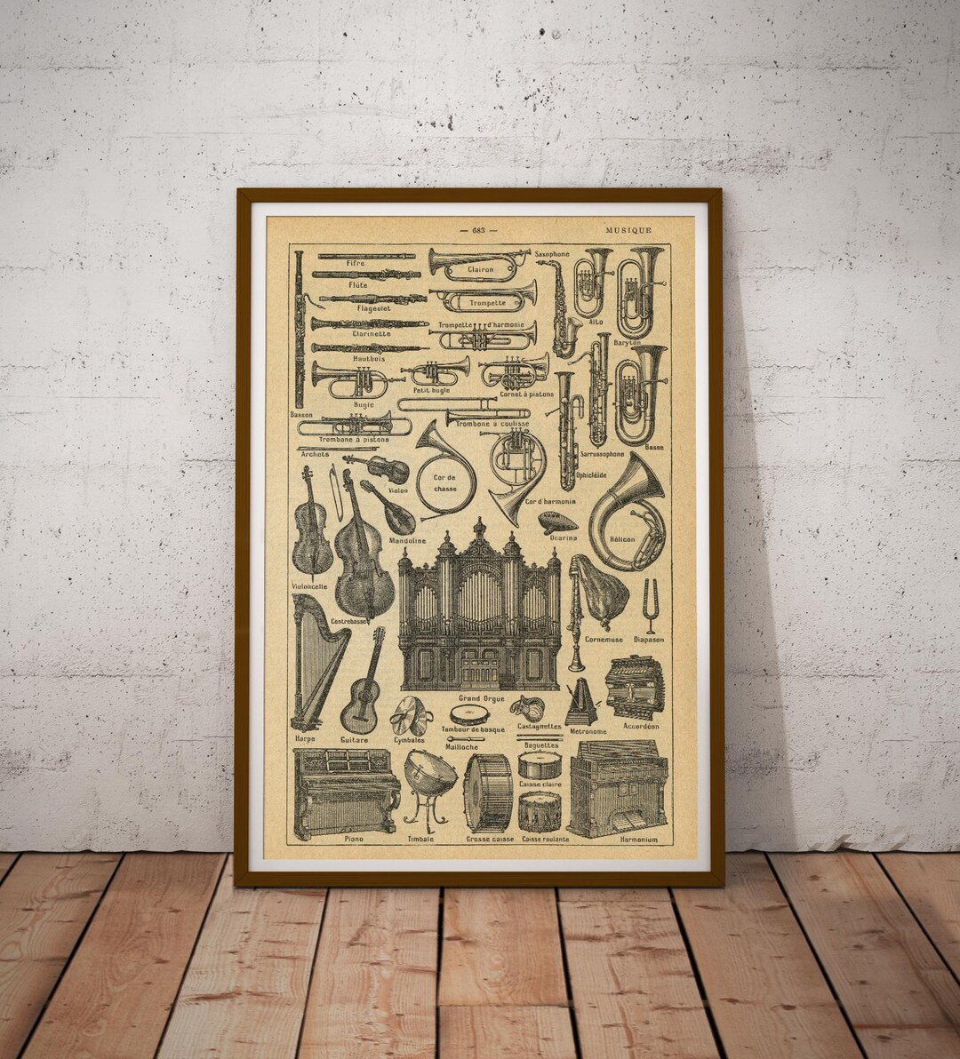 Vintage Musical Instruments Poster Chart – 1920 French Language ...