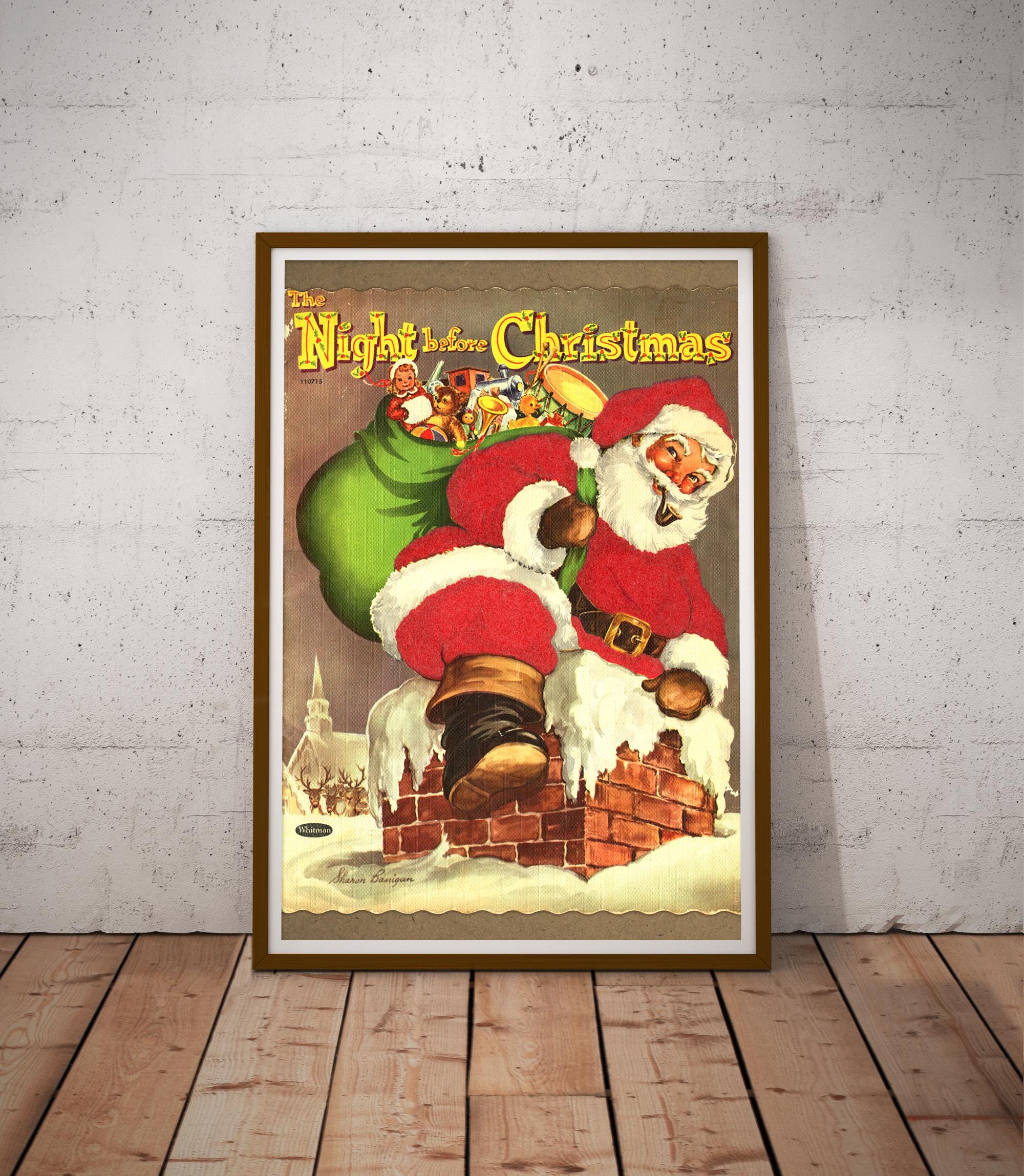 Póster Vintage 'La Noche Antes De Navidad' De 1941 - Decoración Navideña única Con Papá Noel