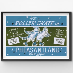 Vintage Pheasantland Roller Skating POSTER! (up to 24" x 36") - Skate - Rink - Flyer - Sticker
