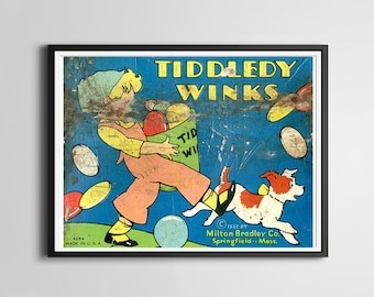 Antique Board Game POSTER! (8x10 or 18x24) - Tiddledy Winks - Tiddlywink - Antique - Board Game - Kid Games - Children - Vintage Style