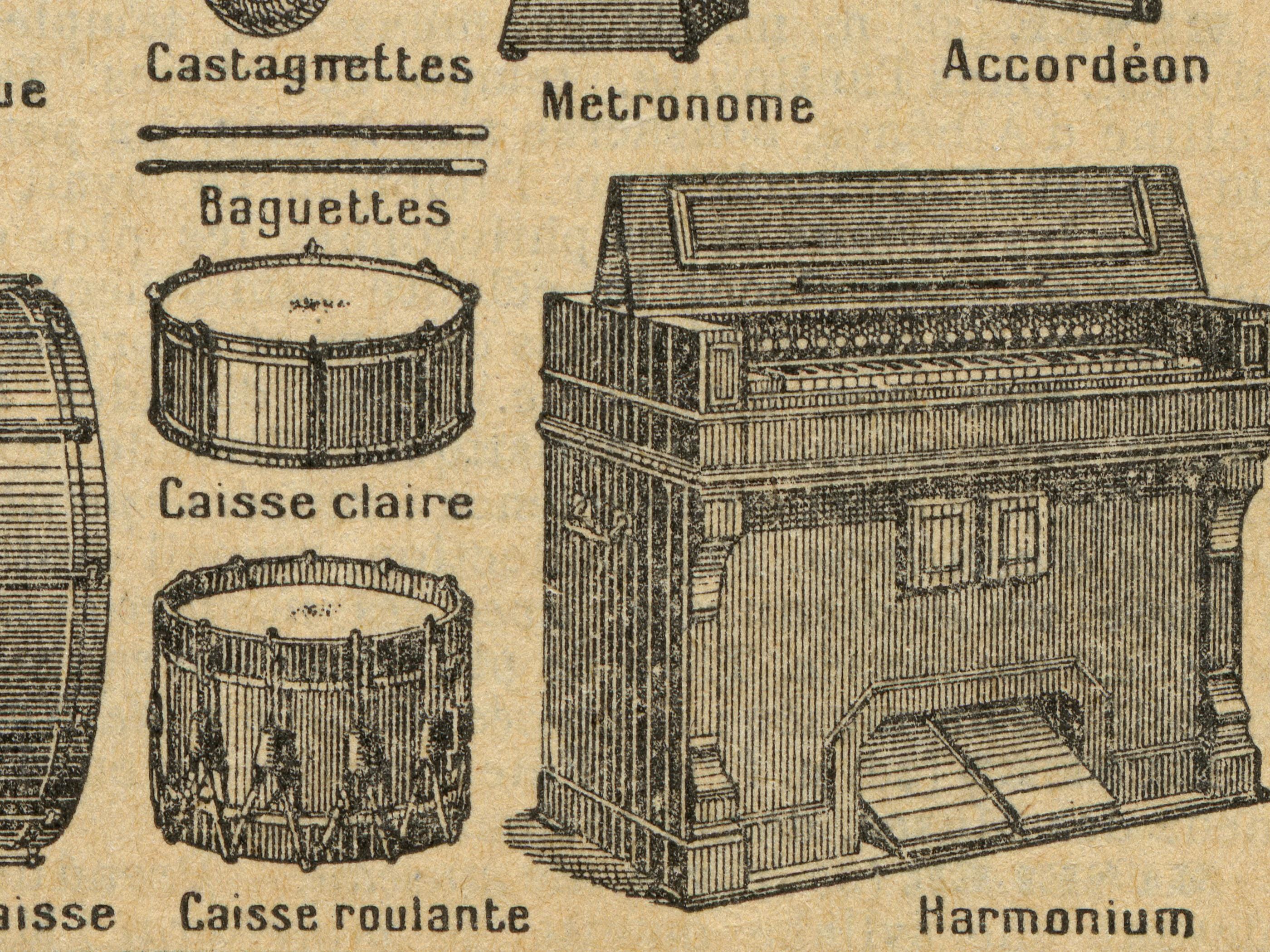 Vintage Musical Instruments Poster Chart – 1920 French Language ...