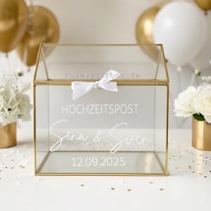 Hochzeitsbox für Karten ,Geldgeschenke/Glaskartenbox Hochzeitspost/Glasbox Hochzeit/ Hochzeitspost Glasbox oder Sticker/ Hochzeitskartenbox image 2