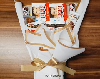 Schokoladenstrauss/ Pralinenstrauss Kinderschokolade,Kitkat, Nutella/Geschenk Für Männer ,Frauen/Geburtstagsgeschenk/Essbarer Strauss