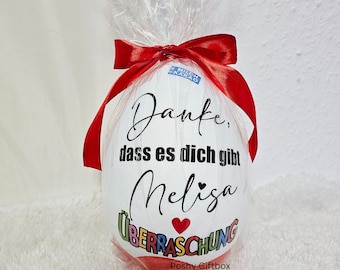 XXL-Überraschungsei personalisiert/- Ei mit Wunschtext/GeschenkJugendweihe,Weihnachten,Geburtstag,Muttertag,Vatertag,Abschied,Danke sagen