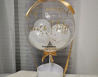 Ballon Geschenk mit Schokoladen und Trockenblumen/Personalisierte Balloons/Hochzeitsgeschenk/Happy Valentinstag/Geburtstagsgeschenk