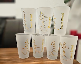 Partybecher Set/Personalisierte Becher in Weiss zum JGA /Mehrwegbecher mit Namen zum Junggesellinnenabschied/Trinkbecher/Becher mit Name