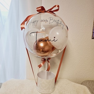 Geburtstagsgeschenk/Hochzeitstag Geschenk/Ballongeschenk Valentinstag/Ballon personalisiert/Verlobungsgeschenk/Rosegold & Weiss/Ballon Box
