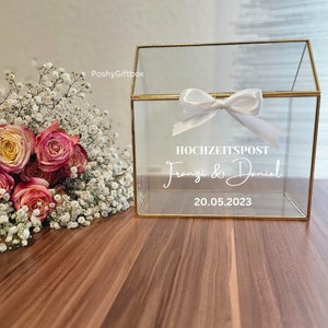 Hochzeitsbox für Karten ,Geldgeschenke/Glaskartenbox Hochzeitspost/Glasbox Hochzeit/ Hochzeitspost Glasbox oder Sticker/ Hochzeitskartenbox