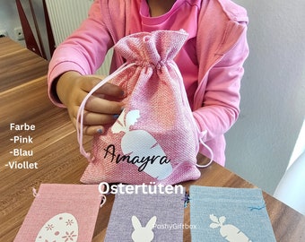 personalisierte Hasenbeutel/Osterbeutel/Ostersäckchen/Geschenktasche/Ostergeschenktäschchen personalisiert mit Wunschnamen/Osterkörbchen