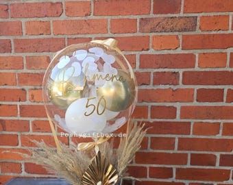 Ballon Geschenk mit Trockenblumen/Hochzeitsgeschenk/Verlobungsgeschenk/Geburtstagsgeschenk/Ballon personalisiert/Valentinsgeschenk/2 Designs