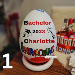 XXL Überraschungsei Abschluss personalisierte Geschenke/ Bachelor/Master/Abitur/Schulabschluss Geschenk /Bestandene Prüfung Geschenk