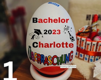 XXL Überraschungsei Abschluss personalisierte Geschenke/ Bachelor/Master/Abitur/Schulabschluss Geschenk /Bestandene Prüfung Geschenk