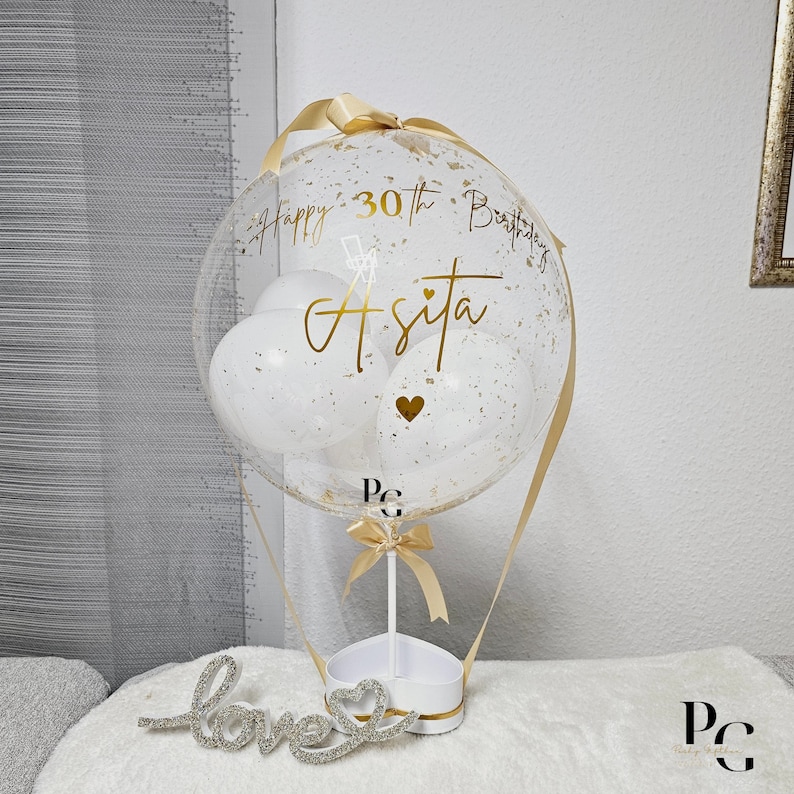 Ballon Geschenk mit Schokoladen und Trockenblumen/Personalisierte Balloons/Hochzeitsgeschenk/Happy Valentinstag/Geburtstagsgeschenk image 9