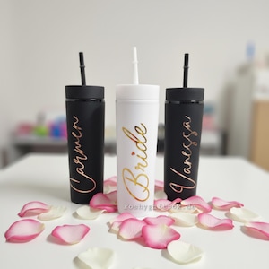 480ml Trinkbecher mit Deckel und Strohhalm/doppelwandiger/ Reisebecher/JGA Geschenk/Kaffeebecher personalisiert/Party Becher/Trinkbecher image 1