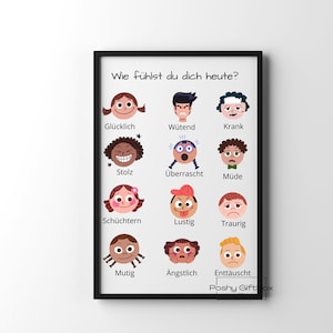 Poster Gefühle / Emotionen /Montessori Lernposter für Kinder/ Emotionen erkennen, verstehen und verarbeiten