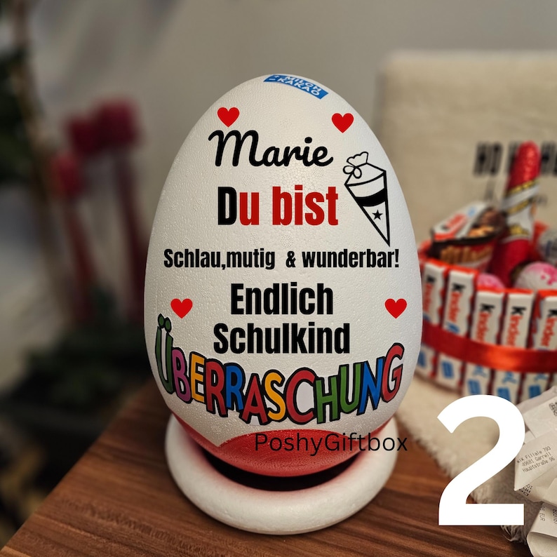 Personalisiertes XXL berraschungsei zur Einschulung /Schulkind Überraschungsei/Abschiedsgeschenk Schule/1.Klasse Geschenk/9 Designs 2