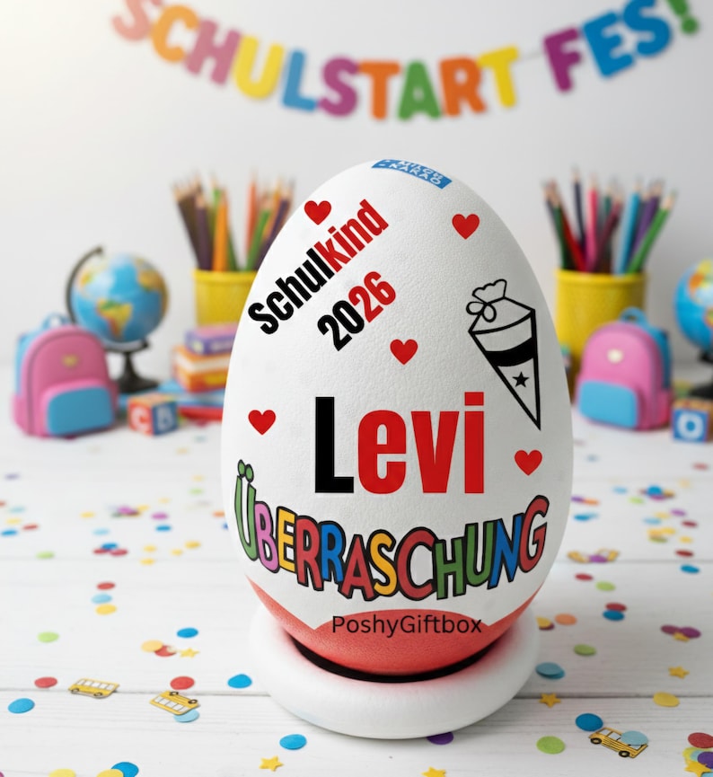 Personalisiertes XXL berraschungsei zur Einschulung /Schulkind Überraschungsei/Abschiedsgeschenk Schule/1.Klasse Geschenk/9 Designs 3