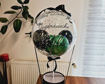 Balloncadeau " JUGENDWEIHE"/Geschenk Kommunion,Konfirmation,Taufe,Einschulung/Geburtstagsgeschenk/Ballon Personalisiert/Ballon Grüße