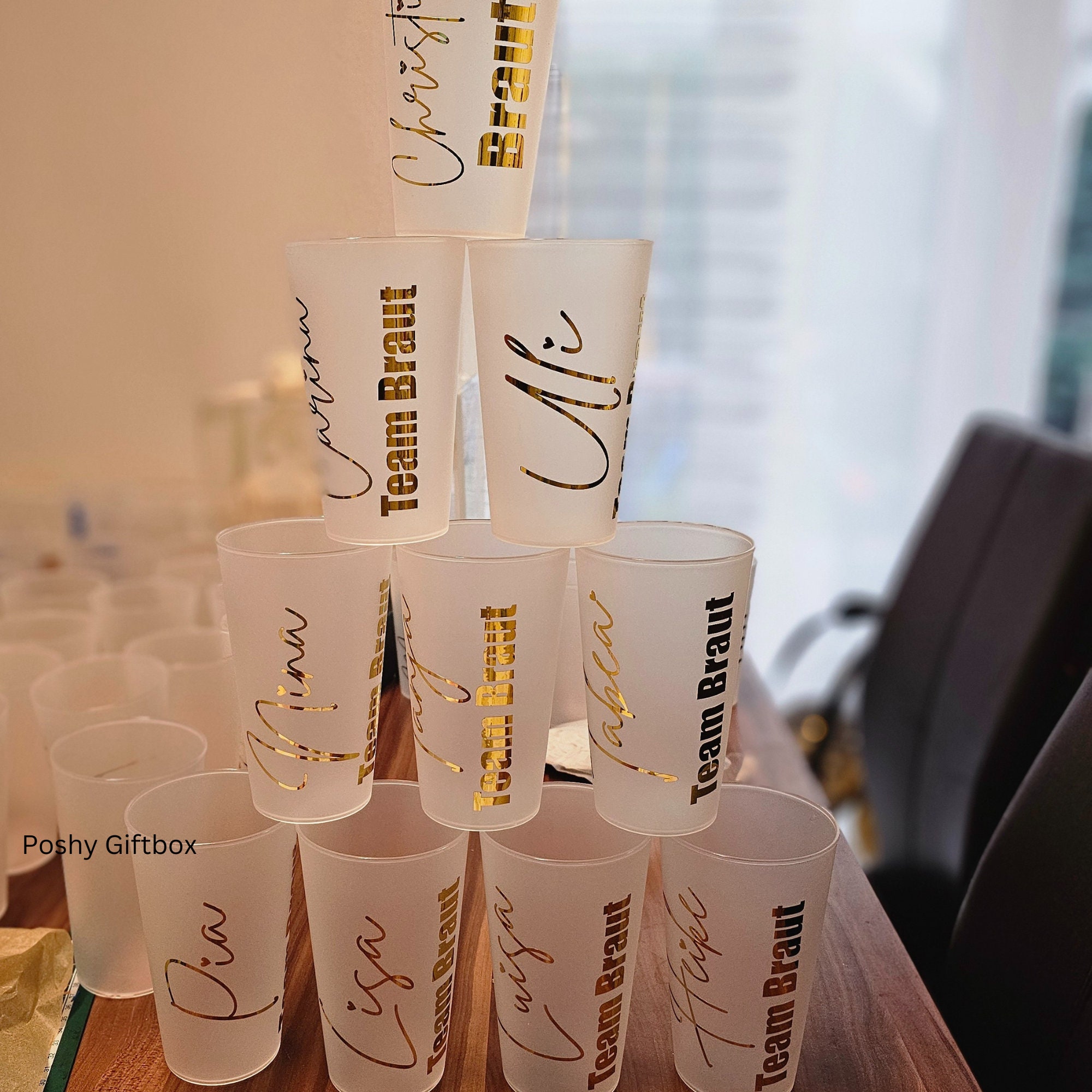 Bride Squad Highball Gläser 8er Set – Mit Goldschrift – Für Brautparty, Junggesellinnenabschied & Hochzeit