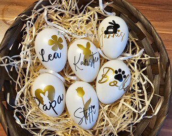 Ostereier personalisiert/Ostern/Kunststoff/Ostergeschenk/Osterei Weiß mit Namen/Ostern Gift/Ostern Decoratie Osterschmuck/Frühlingsgruß