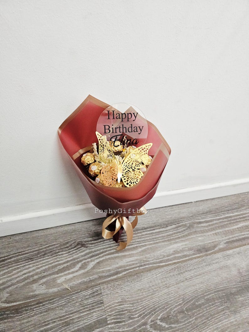 Pralinenstrauß mit Trockenblumen /Geburtstagsgeschenk,Weihnachtsgeschenk,Muttertag,Valentinstagsgeschenk /Essbarer Blumenstrauß image 9