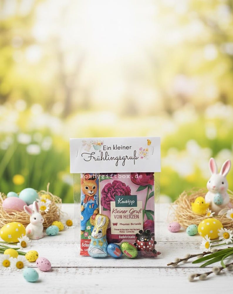 Geschenktüte Ostern/Ein kleiner Frühlingsgrüsse/Osternest/Kleines Geschenk/Ostergrüße/Ostergeschenk/Hasenpost/Osterpräsent/Mitbringsel image 1