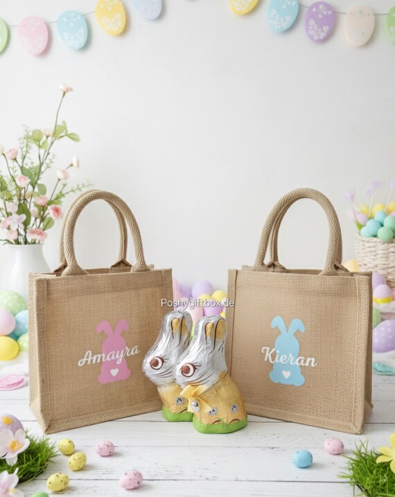 Ostertasche Jute/Osterkörbchen/Jutetasche Ostern/Osterkorb personalisiert/ Ostern Kinder Geschenk/Hasenpost Ostern/Tasche Ostereier suchen