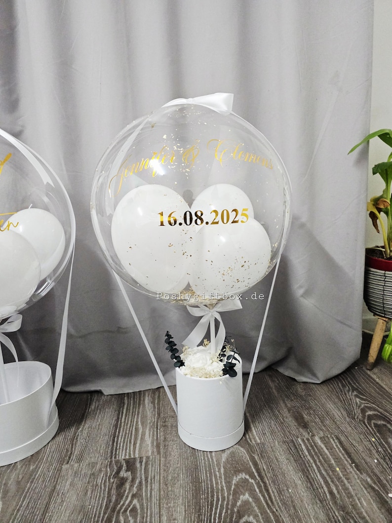 Ballon Geschenk mit Schokoladen und Trockenblumen/Personalisierte Balloons/Hochzeitsgeschenk/Happy Valentinstag/Geburtstagsgeschenk image 10