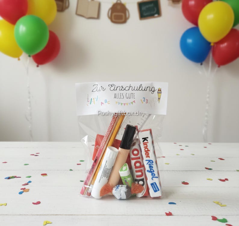Schulkind Geschenktüte/Einschulung Geschenkverpackung /Schulstart/Schultüte befüllt/Mitbringsel/Abschiedsgeschenk Kindergarten/5.Klasse image 2