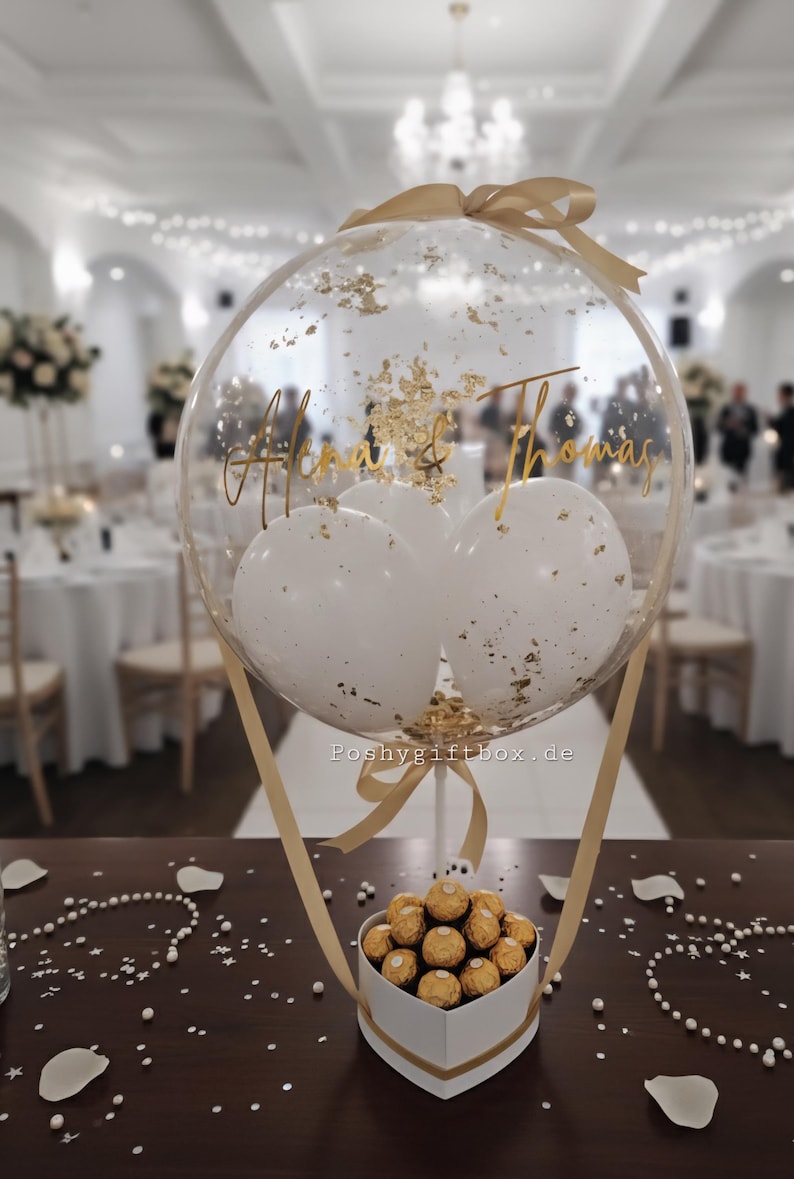 Ballon Geschenk mit Schokoladen und Trockenblumen/Personalisierte Balloons/Hochzeitsgeschenk/Happy Valentinstag/Geburtstagsgeschenk image 2