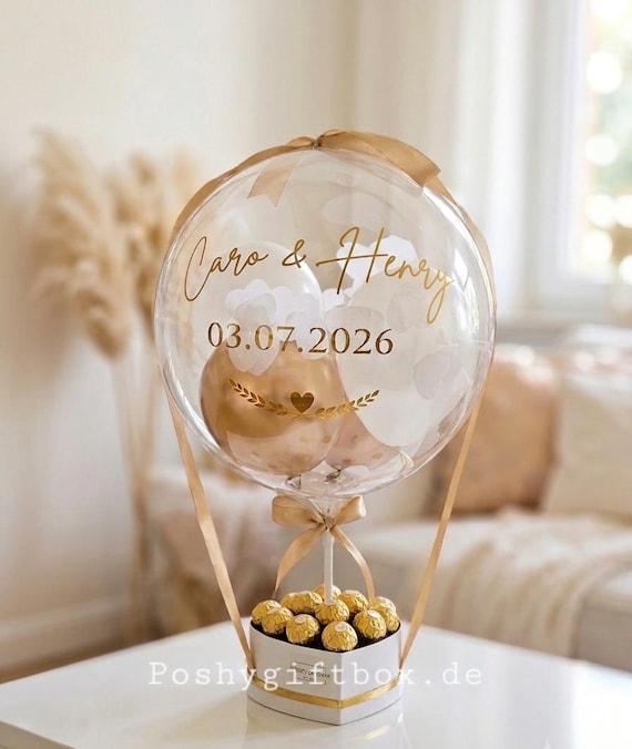 Ballongeschenk HOCHZEIT/Geschenk zum Hochzeitstag/Verlobungsgeschenk/Just Married/Hochzeitsgeschenk/Ballongrüß /Geldgeschenk Hochzeit