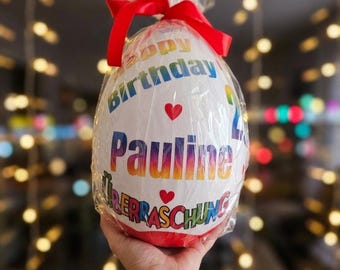 Personalisiertes XXL Überraschungsei /Ü-Ei Geschenke einpacken Idee/Geschenk Geburtstag,Einschulung,Jugendweihe,Ostern,Weihnachten/9 Designs