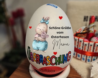 XXL Überraschungsei,Personalisiert/Überraschungsei Geschenk Ostern/Ostereier mit Namen/XXL Osterei/Osternest /Ü-ei /Osterkörbchen/9 Designs