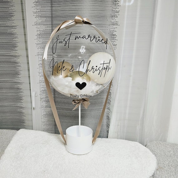 Ballon Box mit Federn/Geburtstagsgeschenk/Hochzeitstag Geschenk /Ballon personalisiert/Verlobungsgeschenk/Ballongeschenk ,Glückwunsch