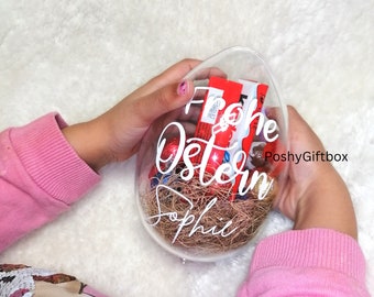 Acryl-ei 14 cm of 16 cm transparant, teilbar/Ostereier Mit Schokoladen/Nutella Gift/Personalisierte Ostereier/Osterkorb/Geschenk Ostern