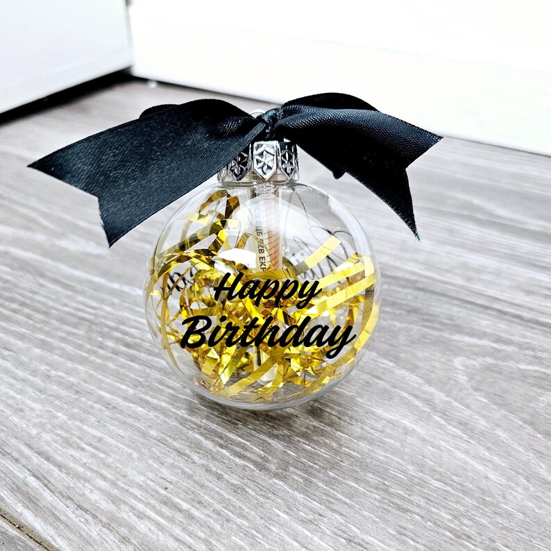 Wunscherfüller/Geldgeschenk Gutschein/Geldgeschenk Geburtstag/Weihnachtskügel personalisiert/Geld verschenken/Geld verpacken/Glückwunsch Gold